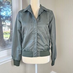 Uniqlo x Ines de la Fressange Bomber Jacket Womens S Green Nylon Blend Outerwear